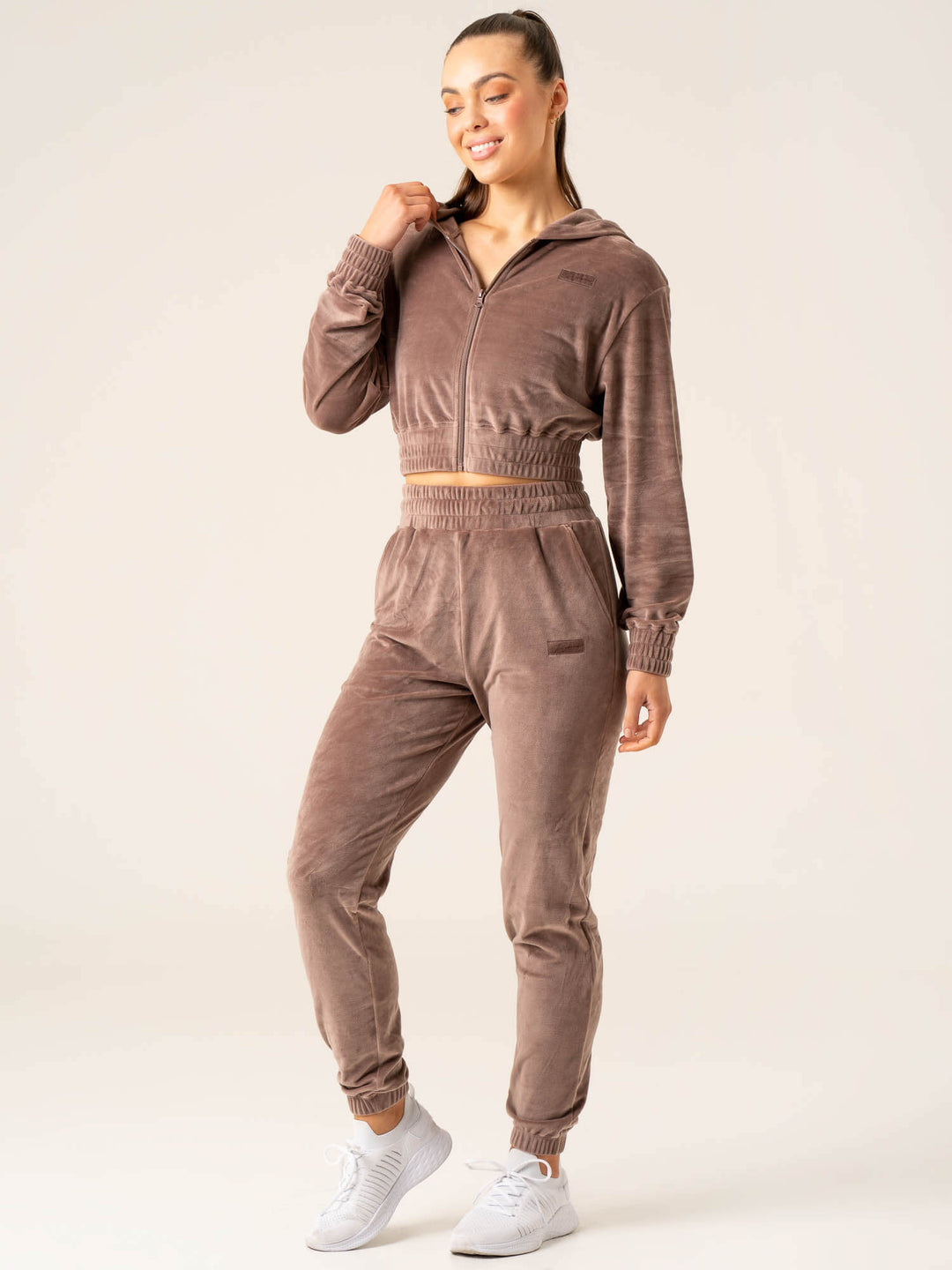 Velour Track Jacket - Taupe Clothing Ryderwear 