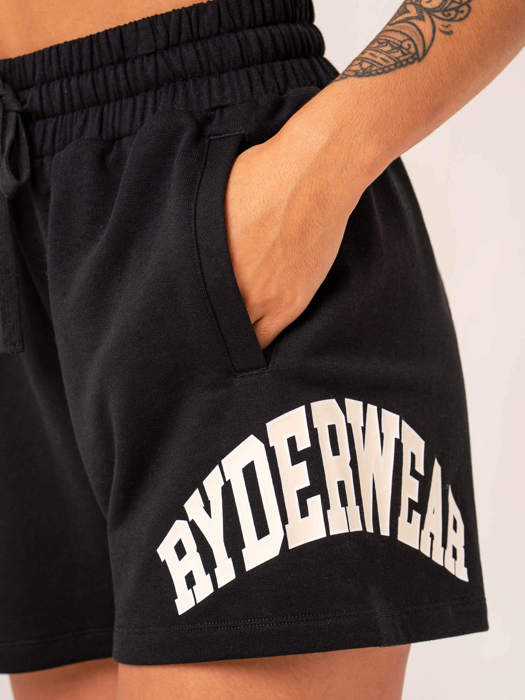 Women's Collegiate Track Short - Black Clothing Ryderwear 