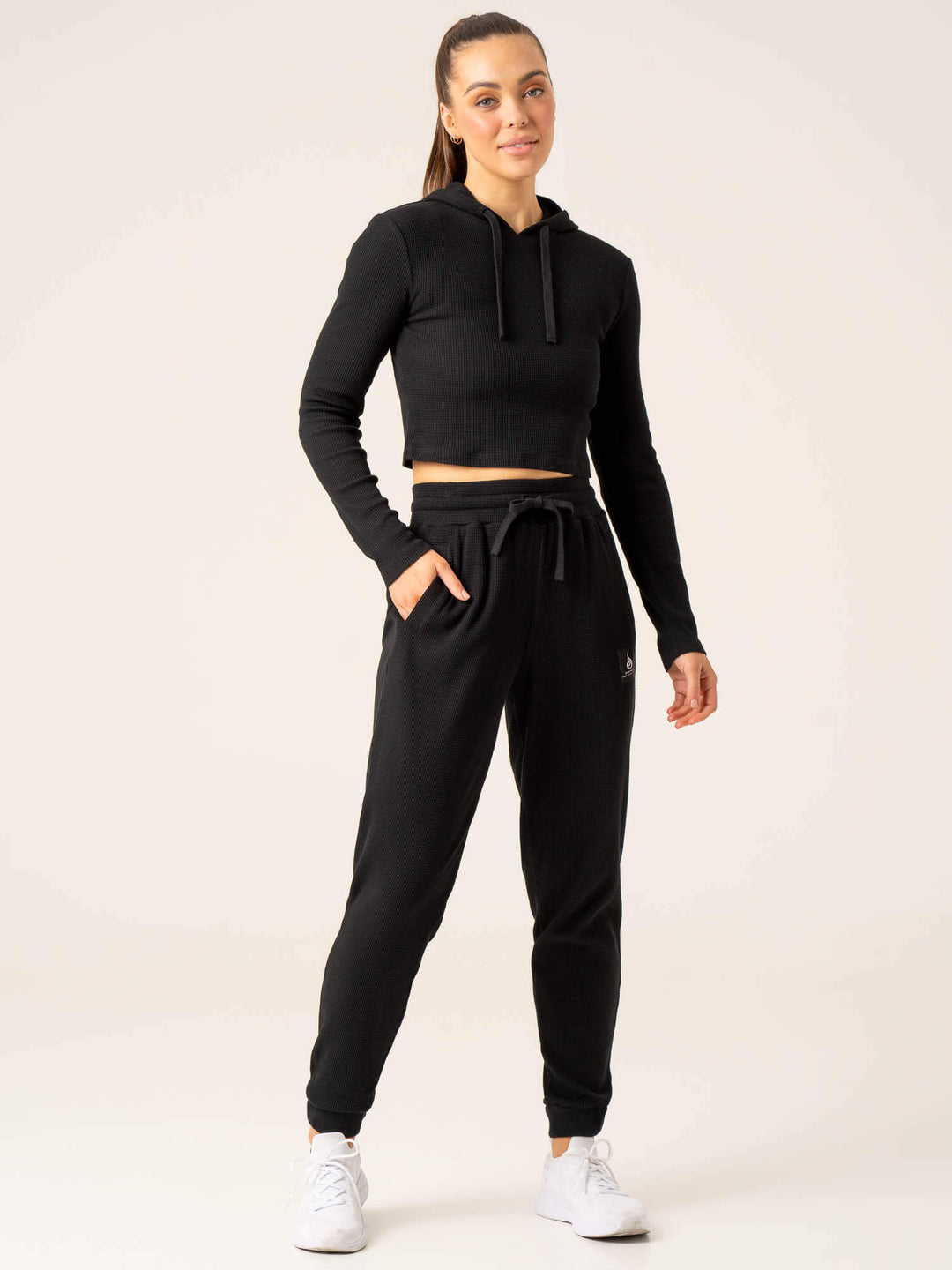 Women's Waffle Lounge Pants - Black Clothing Ryderwear 