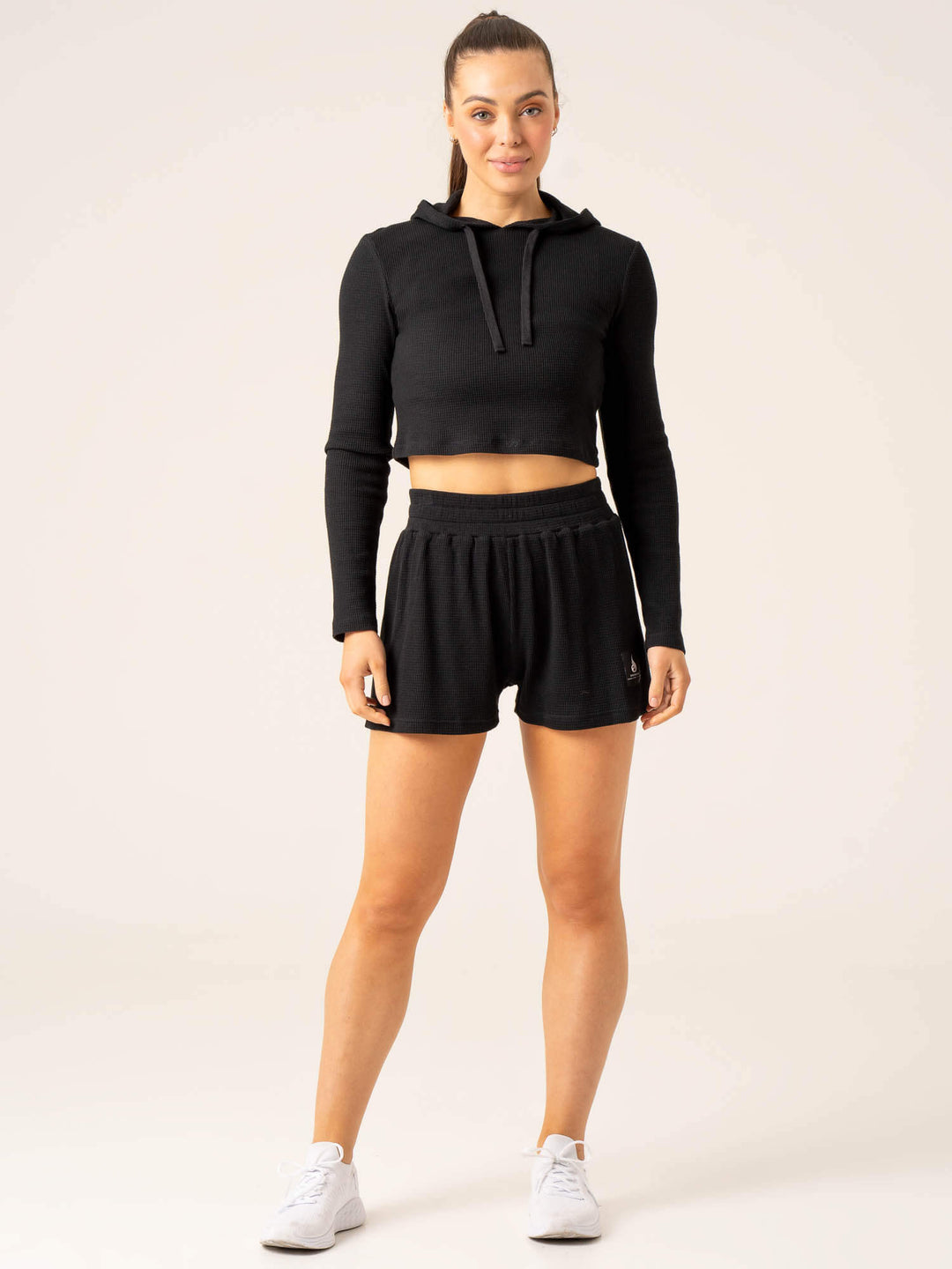 Women's Waffle Lounge Shorts - Black Clothing Ryderwear 
