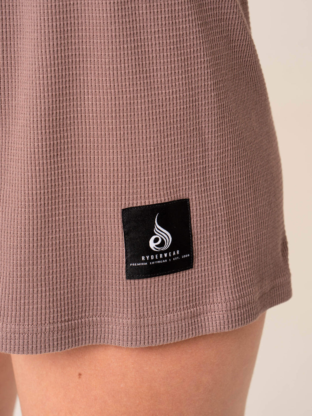 Women's Waffle Lounge Shorts - Taupe Clothing Ryderwear 